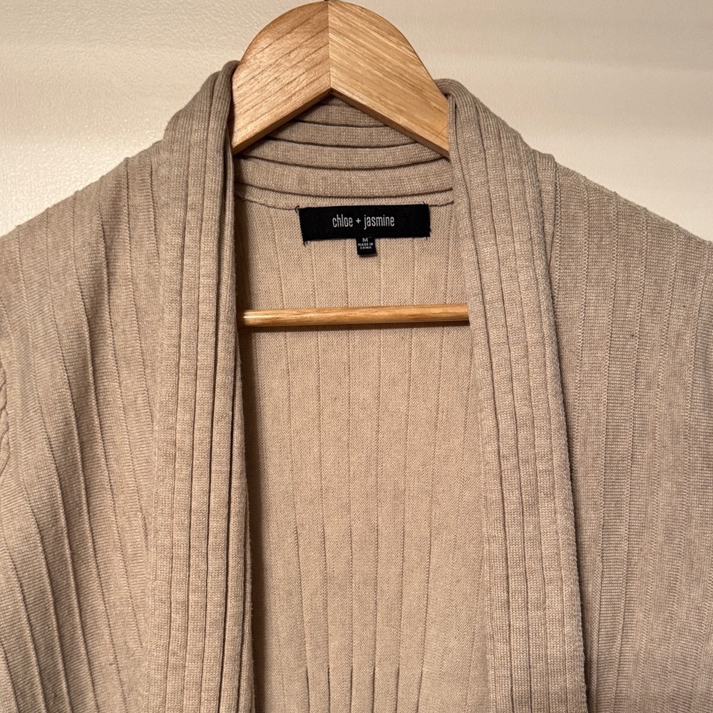 Cream Ribbed Cardigan - Picture 2 of 3
